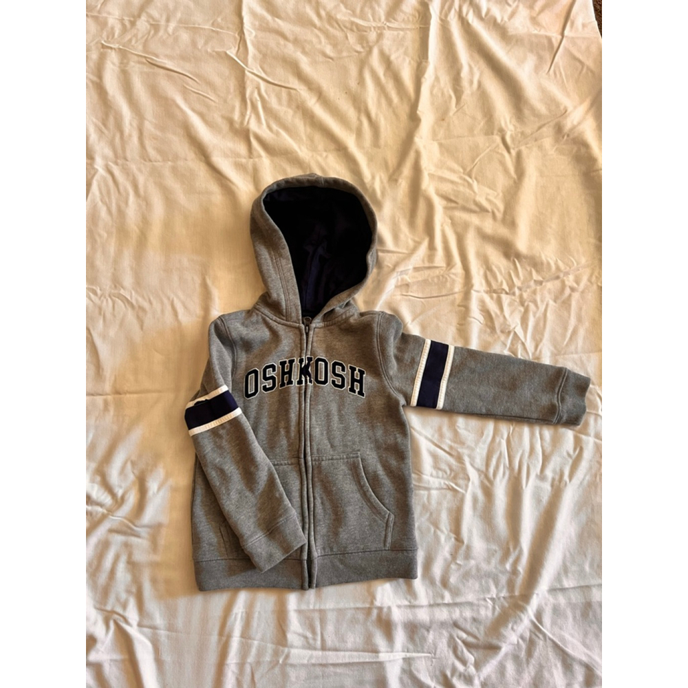 Boys OshKosh B'gosh Grey & Navy Blue Full-Zip Hoodie 5T